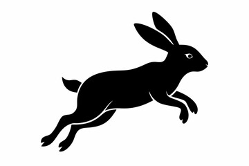 Jumping Bunny Silhouette, Running Rabbit Silhouette Vector