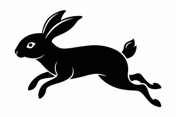 Jumping Bunny Silhouette, Running Rabbit Silhouette Vector