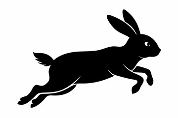 Jumping Bunny Silhouette, Running Rabbit Silhouette Vector