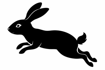 Jumping Bunny Silhouette, Running Rabbit Silhouette Vector