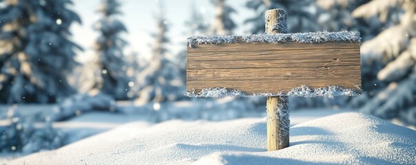 Fototapeta premium Design a 3D snowy wooden sign, ready for personalized Christmas greetings.