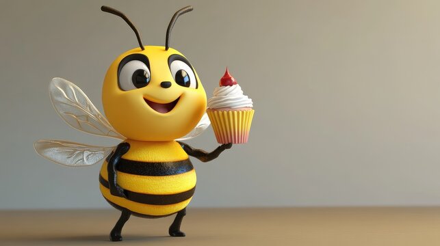bee cartoon waving