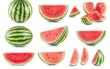 A high-resolution image of ripe, juicy watermelon isolated on a pure white background