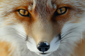 Obraz premium Close-Up Portrait of a Red Fox with Intense Gaze in Winter