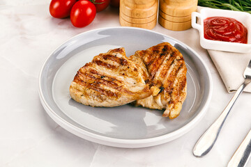 Grilled pork steak with sauce