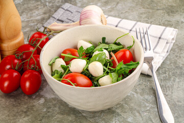 Salad with mozzarella and arugula