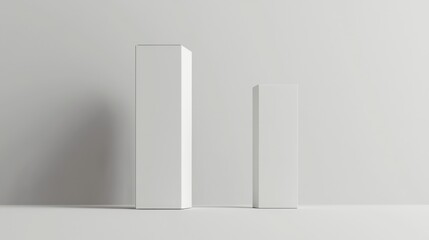 Obraz premium Product presentations ideal in this illustrated tall, slim white 3D box, upright.
