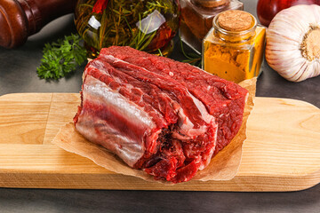 Raw beef ribs for cooking