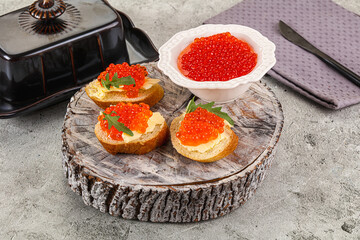 Luxury toast with red caviar
