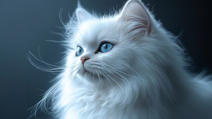 White Turkish angora kittens on the blue background
