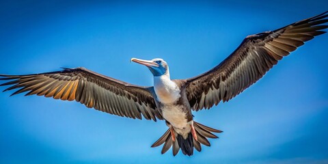 Obraz premium Majestic Golondrinas Bird in Flight Captured Against a Clear Blue Sky with Graceful Wings Spread Wide