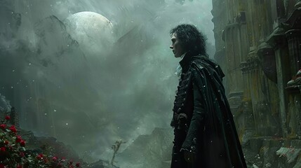 Obraz premium Mysterious Man in a Dark Fantasy Setting