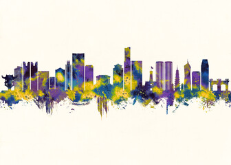 Obraz premium Hanoi City Skyline. Cityscape Skyscraper Buildings Landscape City Downtown Abstract Landmarks Travel Background Modern Art Architecture Business Building Corporate