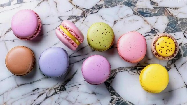 colorful cakes on marble 