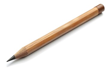 Wooden new short pencil isolated on white background