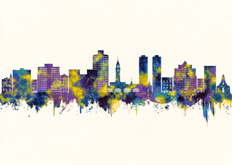 Fototapeta premium Hoboken City Skyline. Cityscape Skyscraper Buildings Landscape City Downtown Abstract Landmarks Travel Background Modern Art Architecture Business Building Corporate