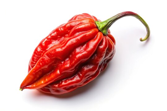 Close-up of Fisheye Chilli or Naga Morich pepper isolated on white background