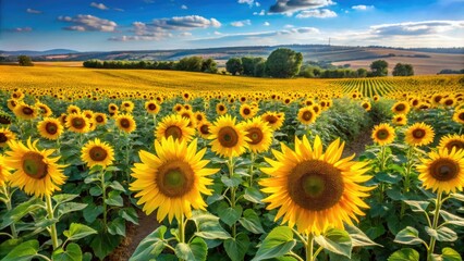 Experience the stunning beauty of sunflower fields in Cordoba through captivating aerial drone footage, highlighting the rich colors and patterns of agriculture.