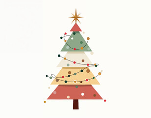 Fototapeta premium vector illustration of a christmas tree with a star on top of it and christmas decorations on it