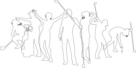 Golfers Golfing Silhouette Golf People Silhouettes