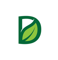 Letter D leaf logo vector symbol design illustration
