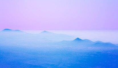 Peaks of the mountains at sunset, Island Lanzarote, Canary Islands, Spain, Europe.