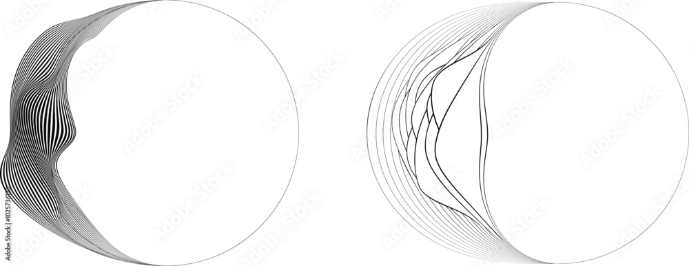 Wall mural half circle lines border . crescent moon . letter c in art line style for your design . moon logo . 