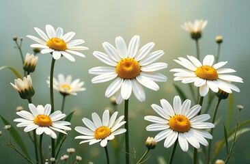 Obraz premium Chamomile daisy flowers. Floral composition