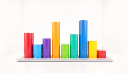 Colorful bar chart model on white background
