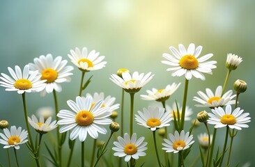 Fototapeta premium Chamomile daisy flowers. Floral composition