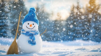 The Charming Snowman in Winter