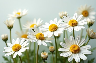Fototapeta premium Chamomile daisy flowers. Floral composition