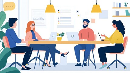 Dynamic Team Meeting in a Modern Office Setting: Collaborating for Success