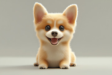 A cute, cartoon-style corgi puppy with a happy expression.