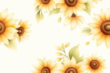 A stunning arrangement of sunflowers on a soft, light background, perfect for greetings, invitations, and seasonal decorations.