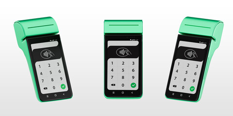 3D Colorful Contactless Payment POS Terminals &ndash; Digital Finance and Secure Wireless Transaction Concept