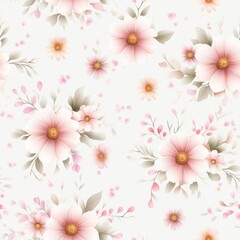 Delicate floral pattern featuring soft pink and white flowers against a light background, perfect for various design projects.