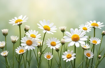 Fototapeta premium Chamomile daisy flowers. Floral composition