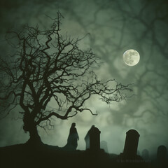 Fototapeta premium spooky halloween landscape