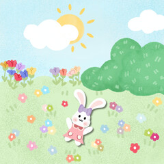 happy bunny spring day in the garden