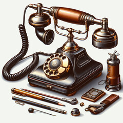 Retro Phone on white Background Illustration social media avatar still life