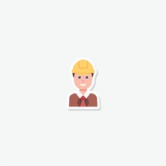 Construction worker icon sticker isolated on gray background