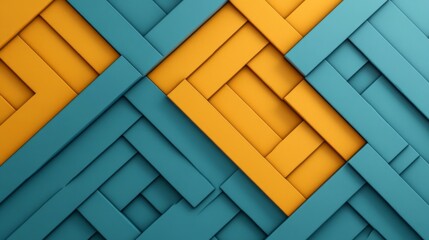 Abstract geometric pattern with teal and orange stripes intersecting to form a complex design.