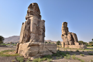 Colossi of Memnon is the most famous landmark in Luxor, Egypt
