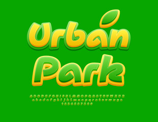 Vector eco sign Urban Park. Creative handwritten Font. Modern Alphabet Letters and Numbers set