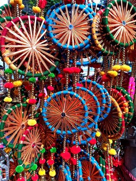 Handcrafted gota chakri home decor item for Diwali festival in India