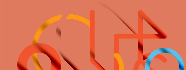 Abstract background. Circles and colorful round shape lines. Linear geometric minimal design