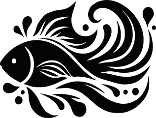  fish silhouettes - vector illustration, fishing tatto