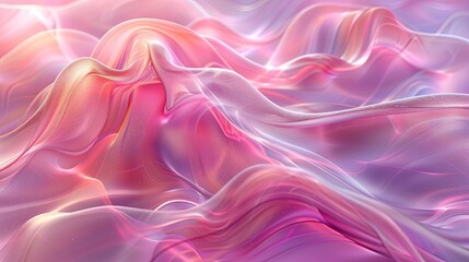 Obraz premium Glass pink waves, curved transparent layers. Abstract background 3d rendering