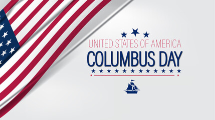 Obraz premium Cheerful Columbus Day scene with the American flag and a sailboat, representing adventure and national pride